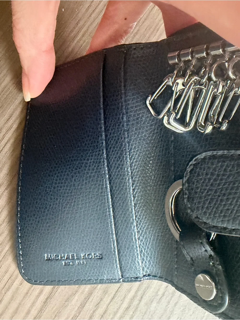 Michael Kors Navy Saffiano Card Holder Wallet with Snap